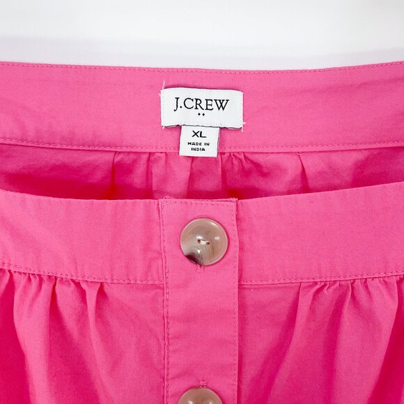 J Crew Fuchsia Pink Square-neck Button-front Top Stretch Cotton Poplin Size XL - Picture 3 of 4